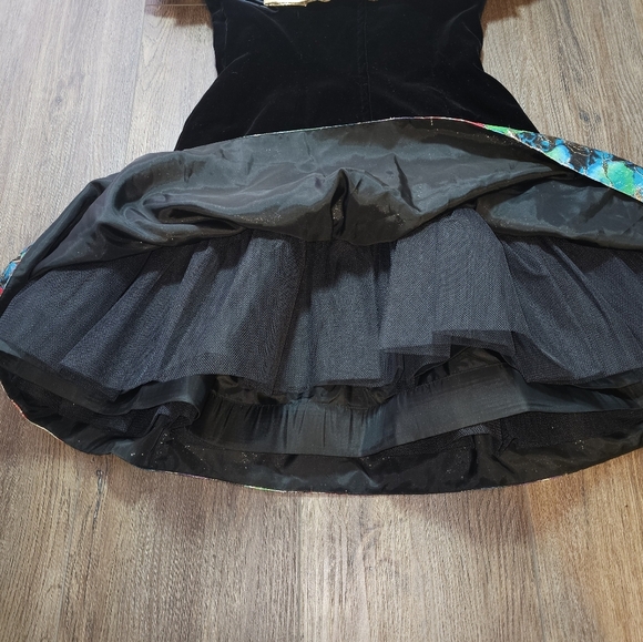 Vintage Morton Myles Saks Velvet Gold Bow Metallic Floral Cocktail Dress Sz S - Picture 15 of 15